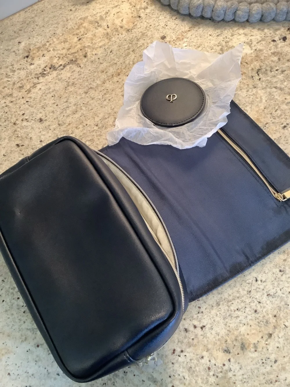 Clé de Peau Beauté Navy Geometric Cosmetic Bag